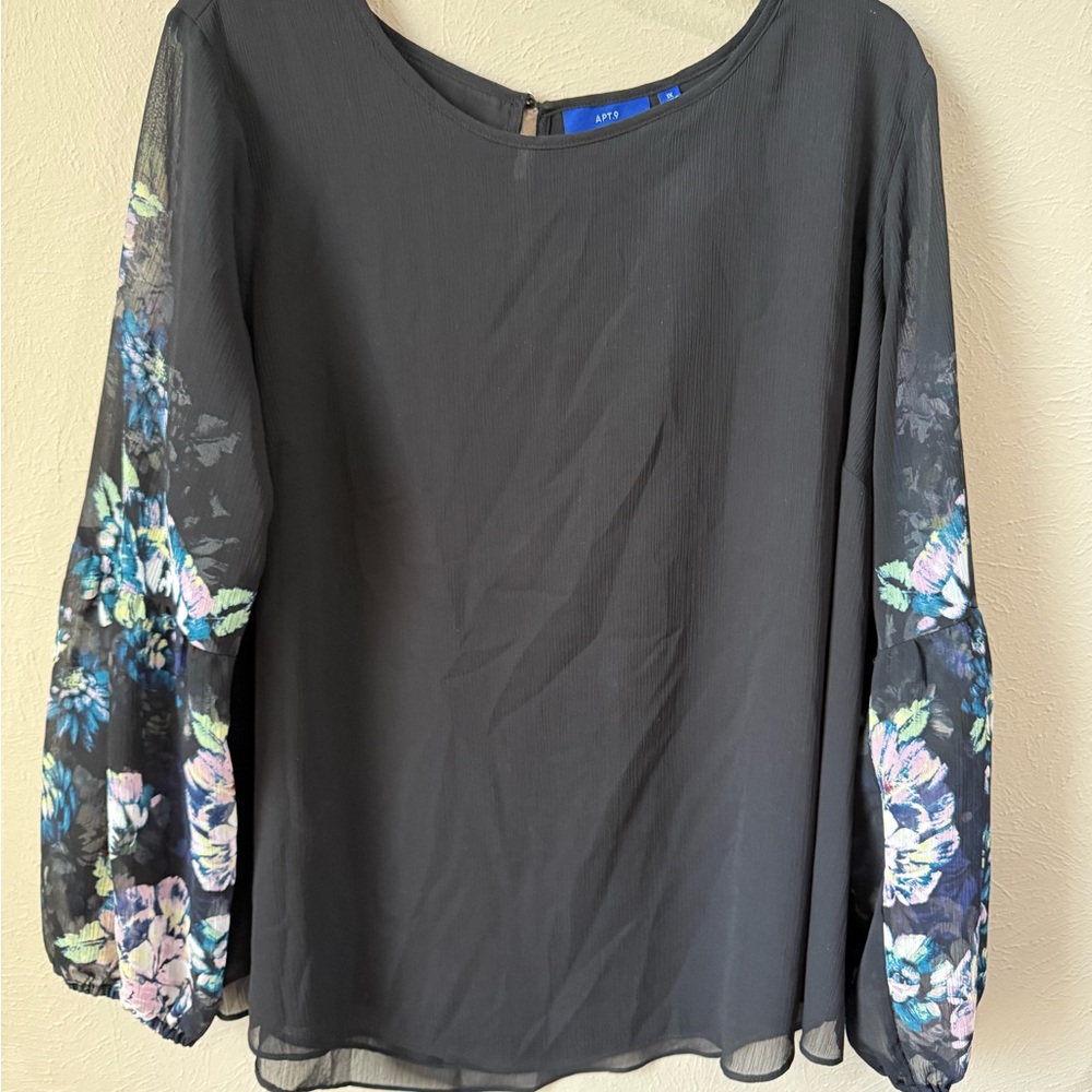 Apt. 9 Gray Relaxed Embellished Blouse